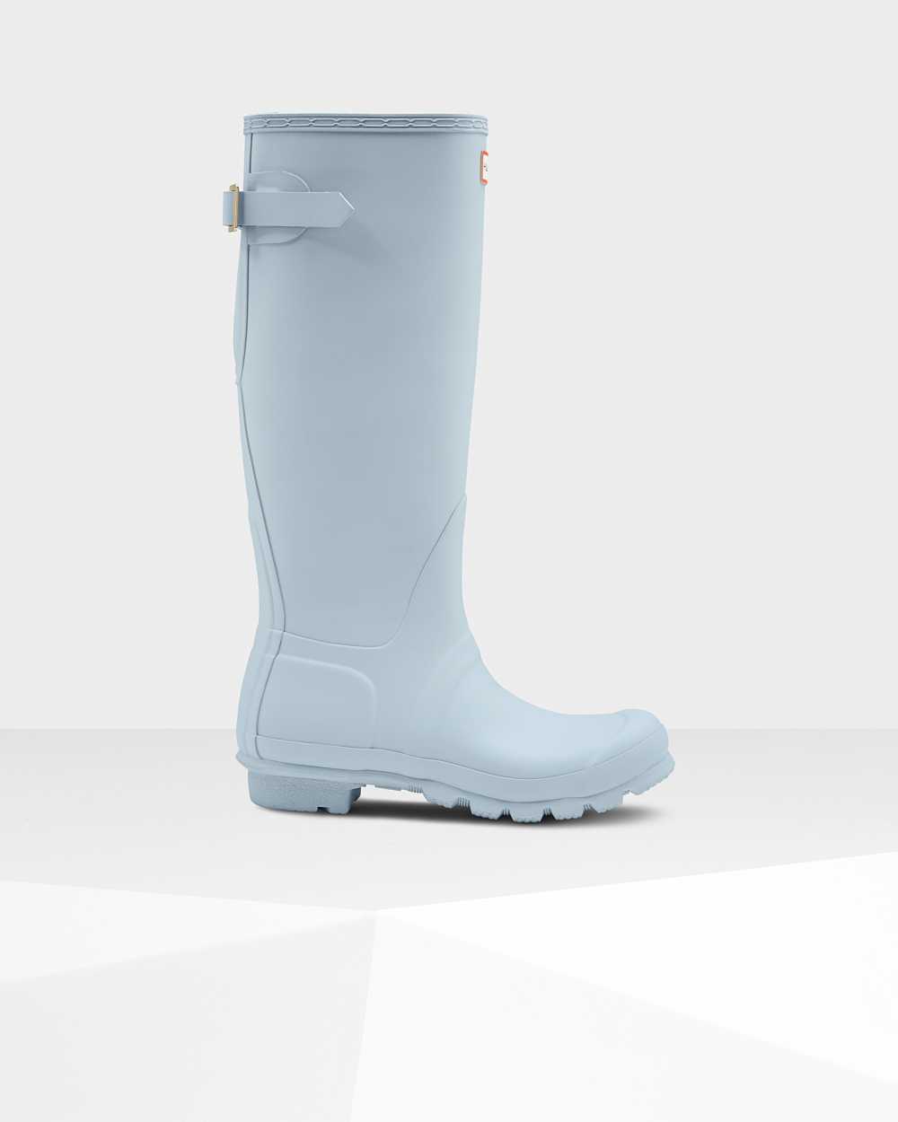 Hunter Original Tall Back Adjustable Women's Rain Boots NZ-06649L Grey/Blue